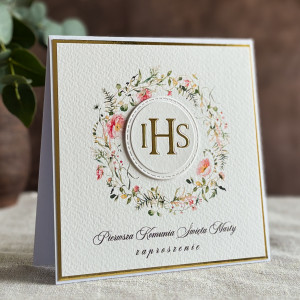 Ręcznie robione zaproszenia komunijne wzór 48C