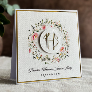 Ręcznie robione zaproszenia komunijne wzór 48E