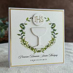 Ręcznie robione zaproszenia komunijne wzór 49