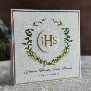 Ręcznie robione zaproszenia komunijne wzór 49A