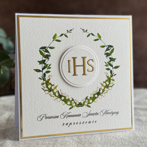 Ręcznie robione zaproszenia komunijne wzór 49C
