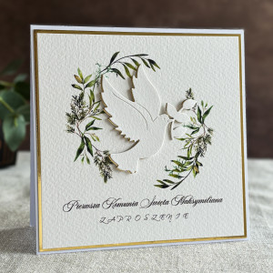 Ręcznie robione zaproszenia komunijne wzór 4A