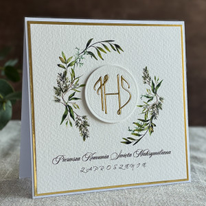 Ręcznie robione zaproszenia komunijne wzór 4C