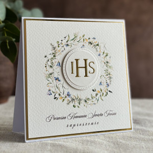 Ręcznie robione zaproszenia komunijne wzór 55