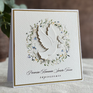 Ręcznie robione zaproszenia komunijne wzór 55A