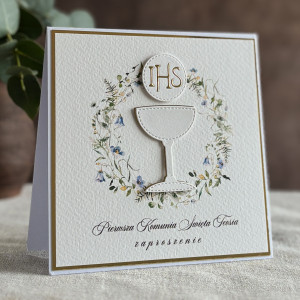 Ręcznie robione zaproszenia komunijne wzór 55B