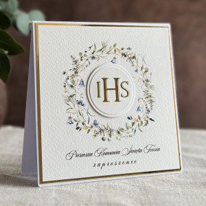 Ręcznie robione zaproszenia komunijne wzór 55E