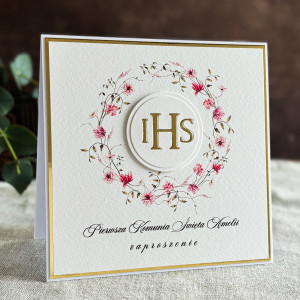 Ręcznie robione zaproszenia komunijne, wzór 58A
