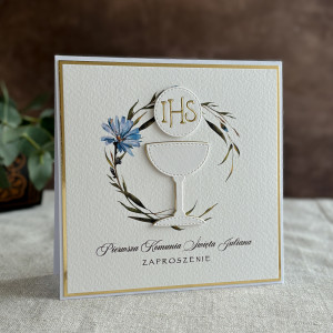 Ręcznie robione zaproszenia komunijne wzór 5A