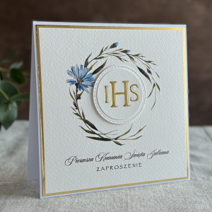 Ręcznie robione zaproszenia komunijne, wzór 5E
