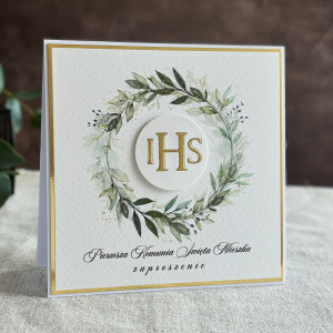 Ręcznie robione zaproszenia komunijne, wzór 73