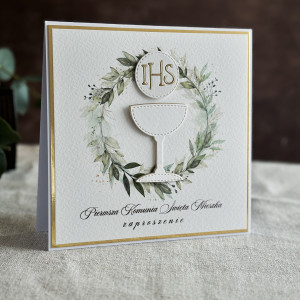 Ręcznie robione zaproszenia komunijne, wzór 73A