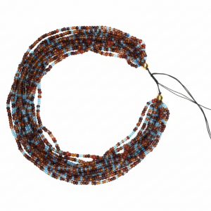 Ręcznie robiony naszyjnik wielorzędowy - Brąz i Błękit