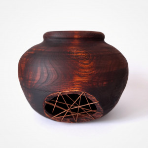 Ręcznie toczony wazon drewniany - Klon barwiony