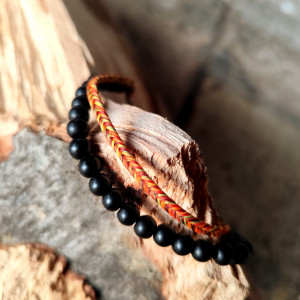 Regulowana bransoletka z naturalnym matowym agatem produkt polski