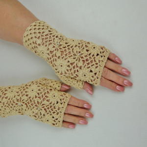 Rękawiczki handmade beżowe 02