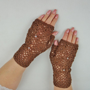 Rękawiczki handmade brązowe