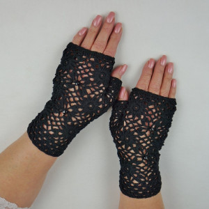 Rękawiczki handmade czarne 02