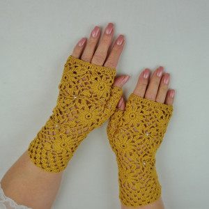 Rękawiczki handmade miodowe
