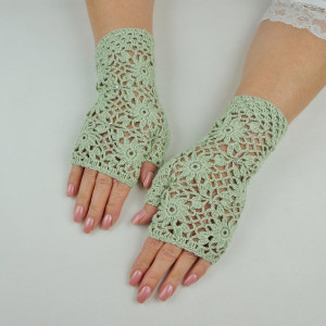 Rękawiczki handmade pistacjowe