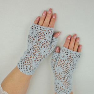 Rękawiczki handmade popielate