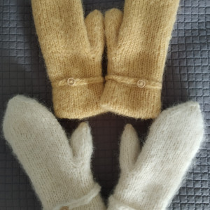 Rękawiczki podwójne Fluffy dziergane z alpaki