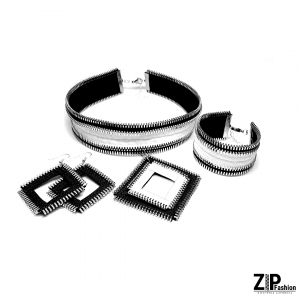 Rockowy biało-czarny komplet biżuterii