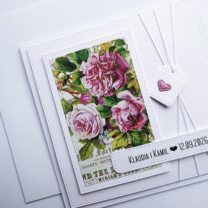 Romantyczna kartka ślubna handmade z różami