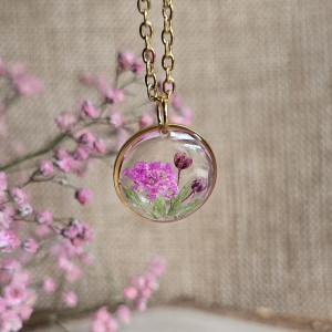 Różana łąka złota zawieszka różowe