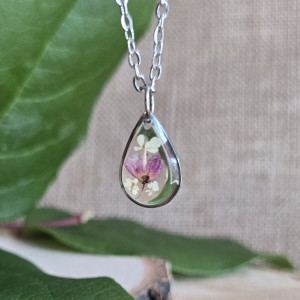 Różowa Srebrna łezka kwiat łza żywicy