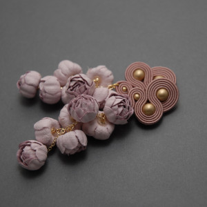 różowe kolczyki lub klipsy sutasz z kwiatami