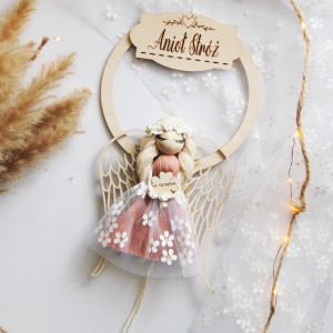 Różowy Anioł Stróż na obręczy - na szczęście | Pomysł na prezent