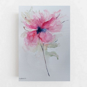 Różowy kwiatek  -akwarela formatu A4