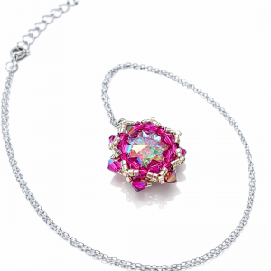 Różowy Naszyjnik "Crystal Fuchsia Maxima" z kryształami Preciosa