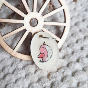 "Różowy Ptaszek" - Wisiorek, Naszyjnik, Zawieszka