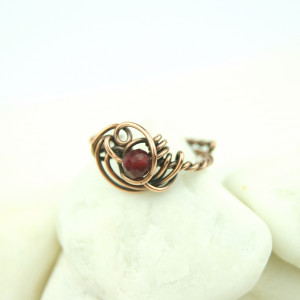 Rubin regulowany pierścionek z miedzi I