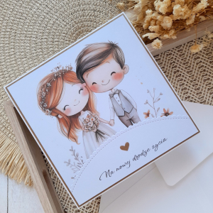 Rustykalna kartka ślubna z młodą parą | Na nowej drodze życia