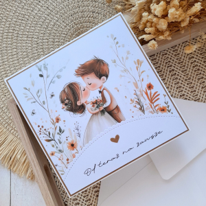 Rustykalna kartka ślubna z parą młodą | Od teraz na zawsze