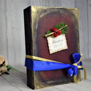 Rustykalna księga gości, pamiętnik, notes bordowy