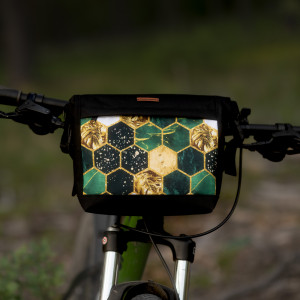 Sakwa rowerowa - Zielono-złote heksagony