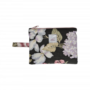 Saszetka M czarna w kwiaty