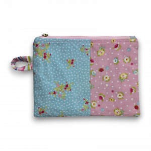 Saszetka M różowo-błękitna w kwiaty