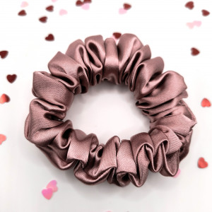 Satynowa gumka do włosów scrunchie mini brudny róż