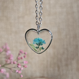 Serce serduszko prawdziwe kwiaty gipsówka niebieska