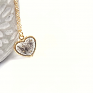 Serce srebrne pozłacane z sierścią zwierząt (srebro 925)