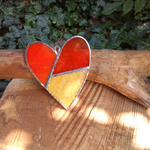 Serce witraż pomarańczowe