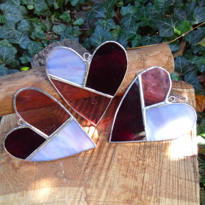 Serce witraż róż/fiolet