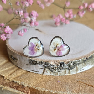 Serduszka kolczyki kwiaty różowe serca