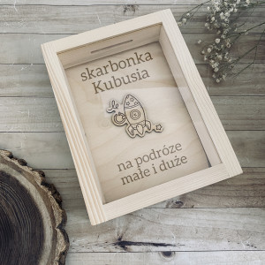 Skarbonka rakieta dowolny napis