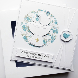 Skromna kartka na Chrzest ręcznie robiona